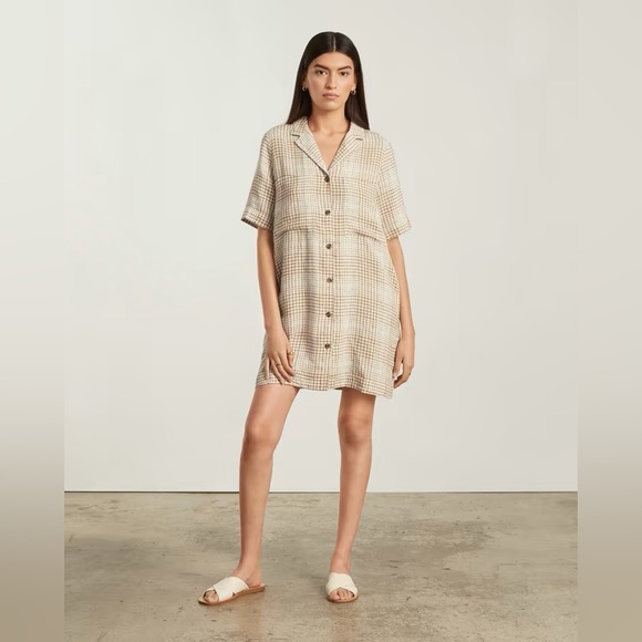 Everlane The Linen Workwear Dress in Iced Coffee - Picture 1 of 6